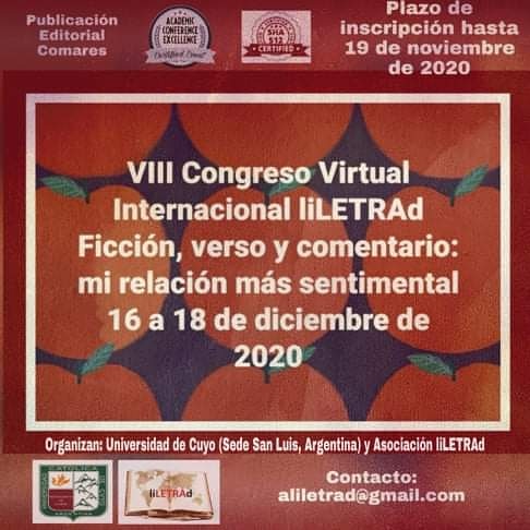disputatio's tweet photo. El Congreso Internacional
Tenemos el gusto de invitarles desde la Asociación Internacional Liletrad (Sevilla-España) a la participación de un nuevo congreso Internacional con carácter virtual a celebrarse del 16 al 18 de diciembre de 2020. Consultas a: aliletrad@gmail.com https://t.co/MRi3njRpAI