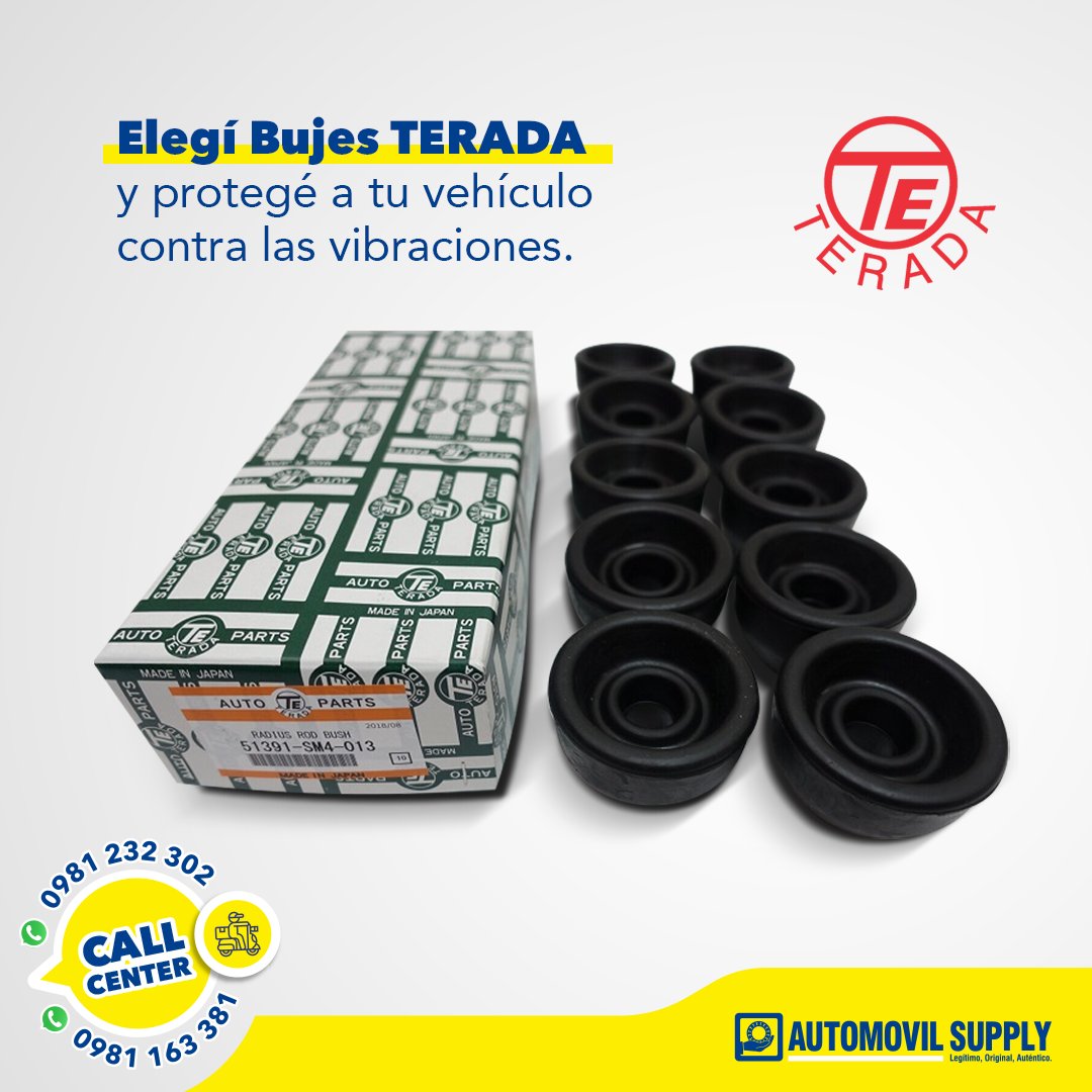 AutomovilSupply's tweet photo. Con los bujes TERADA evitas el uso excesivo de las partes más caras de tu sistema de suspensión. ¡Protegé a tu vehículo contra la vibración y el ruido! https://t.co/6XTFvdRit4
