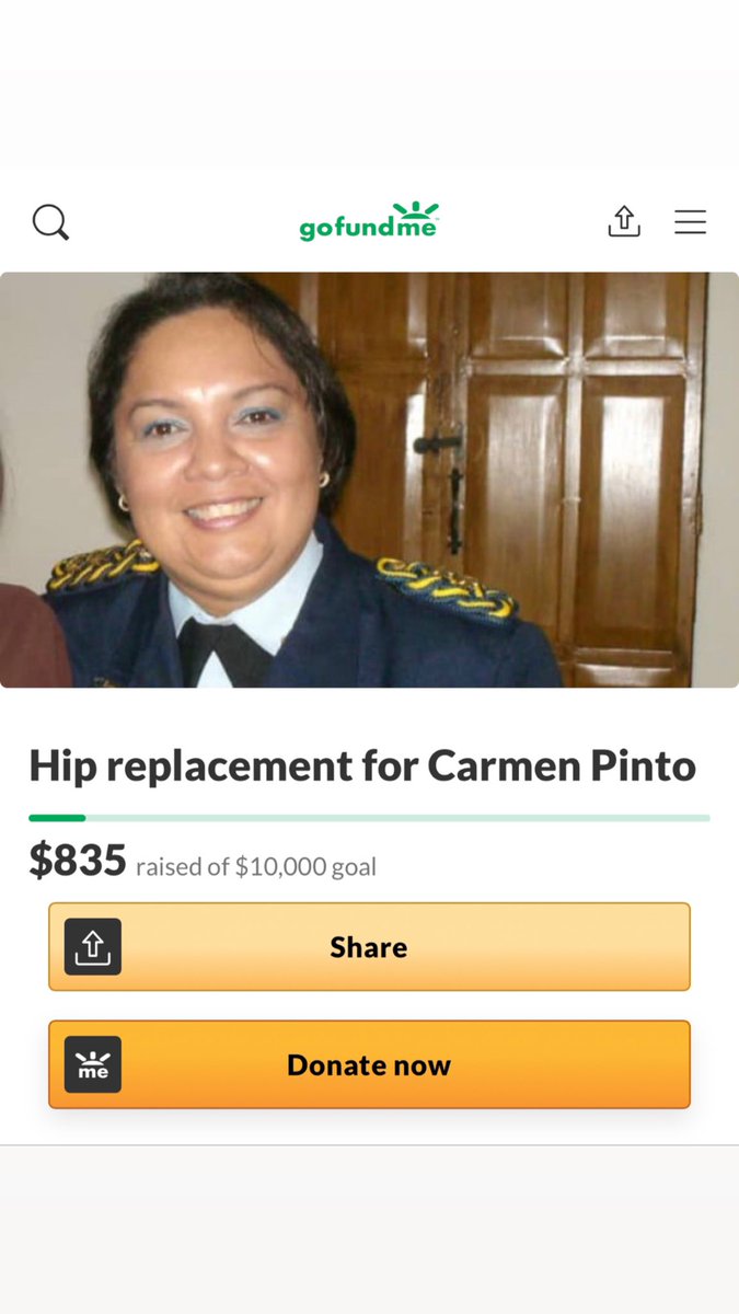 carogollarza's tweet photo. She is Carmen! She was a Police officer for many year now she needs our help so she can walk properly and enjoy her daughter and granddaughter. Any help you can give can make a big difference in a country that has no hospitals or supplies. Is not an scam I assure you! https://t.co/lm737ZaH8V