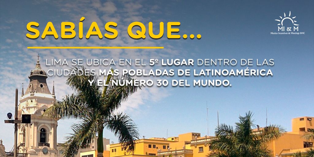 Lima te ofrece una variedad tan diversa de emociones, sensaciones, colores y sabores ideales para tus viajes de incentivos.

<a href="/VisitPeru/">Visit Peru</a> 

#MiandmDMC #Travele #Experience