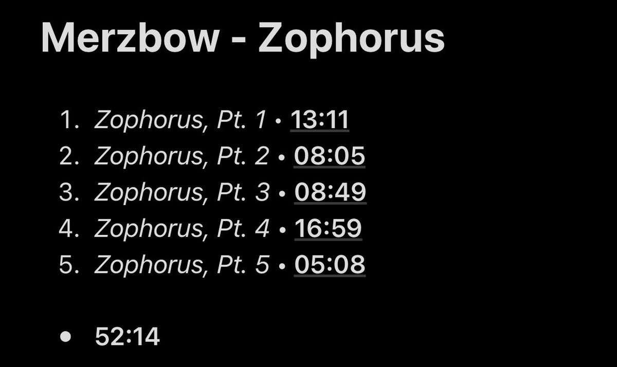 46/108: ZophorusMan I just don’t want to review Merzbow anymore if they all sounds the same. I didn’t hate neither love this one so I don’t know what I can say... WAIT I KNOW! The cover art is great, I love it! Yeah that’s all lmao.