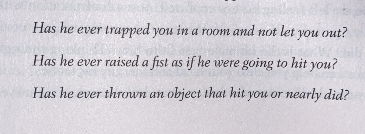 “Will my abuser get violent”If they’ve done any of the following, they already have.(Otherwise “research indicates a survivor’s intuitive sense of whether or not their partner will be violent is a more accurate predictor of future violence than any other warning sign.”)