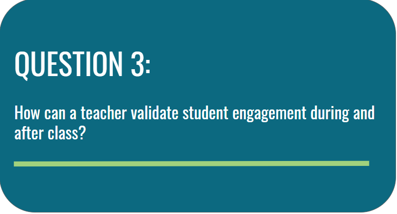 SPEAQesl's tweet photo. Q3: How can a teacher validate student engagement during and after class? #SPEAQesl #ESLedchat https://t.co/ymwejCVTdq
