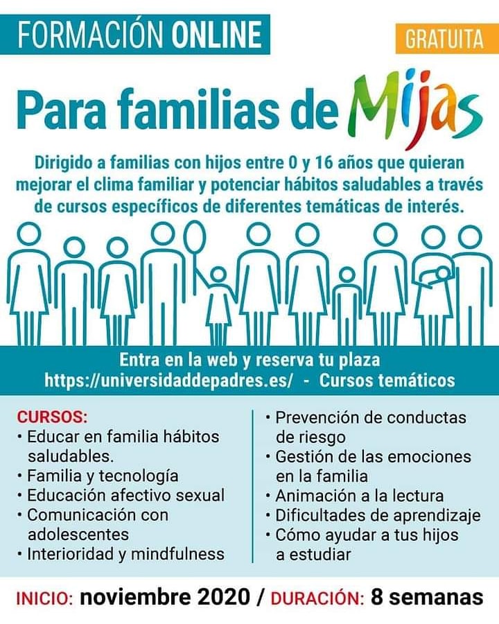 #Mijas | #Sanidad | #Cursos 

🧡La compañera Mari Carmen González, desde el área de #Sanidad del Ayuntamiento de Mijas pone en marcha un programa formativo para las familias. Lo componen 10 cursos que se podrán realizar online de forma gratuita.

¡Gracias por participar! 🍊🍊