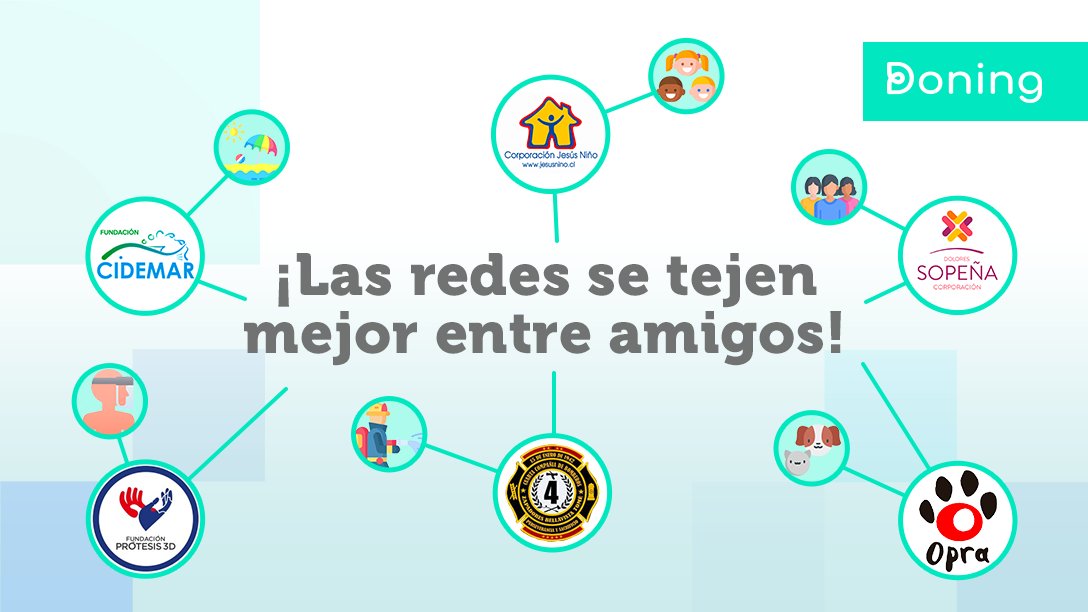doningcl's tweet photo. 📢 Las redes son mejores entre amig@s 👏🏽
👉🏽 Conoce las fundaciones con las que hemos trabajado en https://t.co/hSQkLm5z5p 
📲 ¡Ayúdanos a difundir! 

#AyúdanosConUnRT 
#OSCsChile https://t.co/hn7WFI0uDL