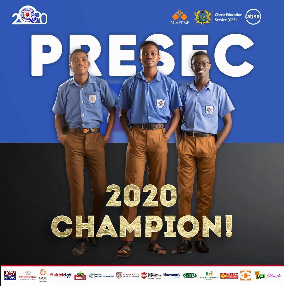 Congratulations Presec Legon👏👏

#DoubleChampions in 1 year.

#TheSharksQuiz🏆    #NSMQ🏆🏆🏆🏆🏆🏆
May 2020         vs       October 2020