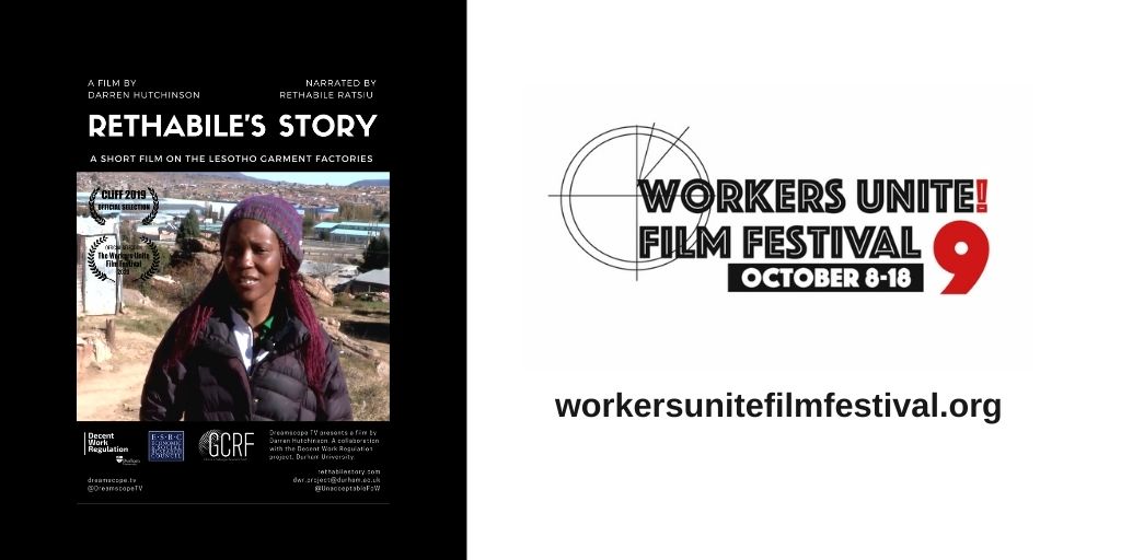 UnacceptableFoW's tweet photo. The Workers Unite Film Festival #WUFF9 starts today and we are thrilled to be screening #RethabilesStory! This year the event will be held through a virtual hub on Eventive. Single tickets, a 5-pack ticket, or a full pass are available at https://t.co/YsbO16JQOQ. https://t.co/VQ9tqgWNV9