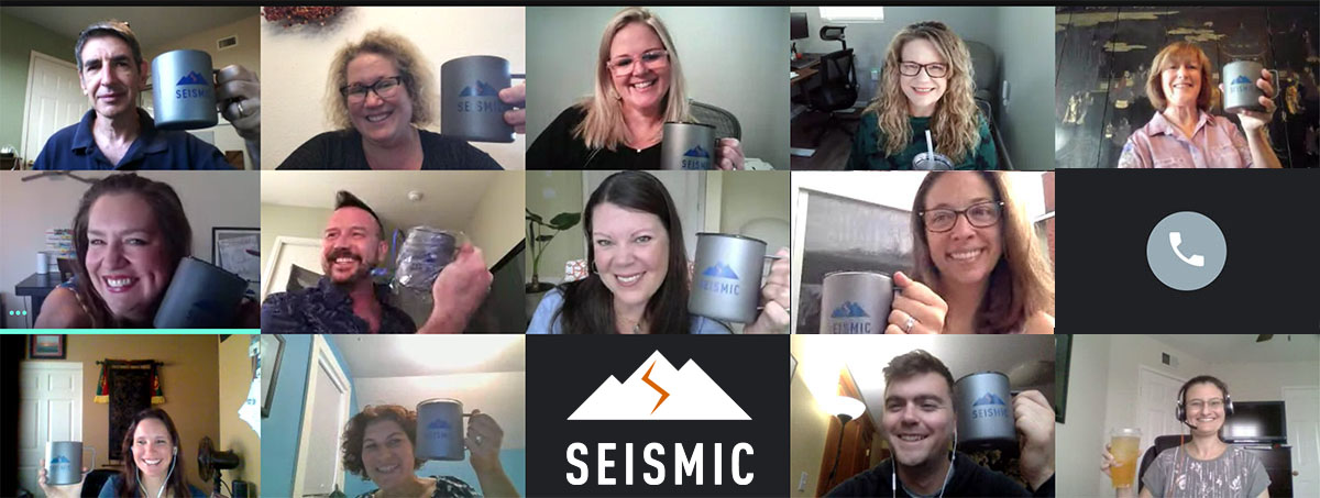 Seismic_PR's tweet image. Cheers from all of your friends and colleagues at Team Seismic! Our entire team came together virtually to discuss and brainstorm client strategies, best practices, and creative ideas, all while enjoying cups of hot coffee, tea, cocoa and more. #teambuilding #clientstrategy