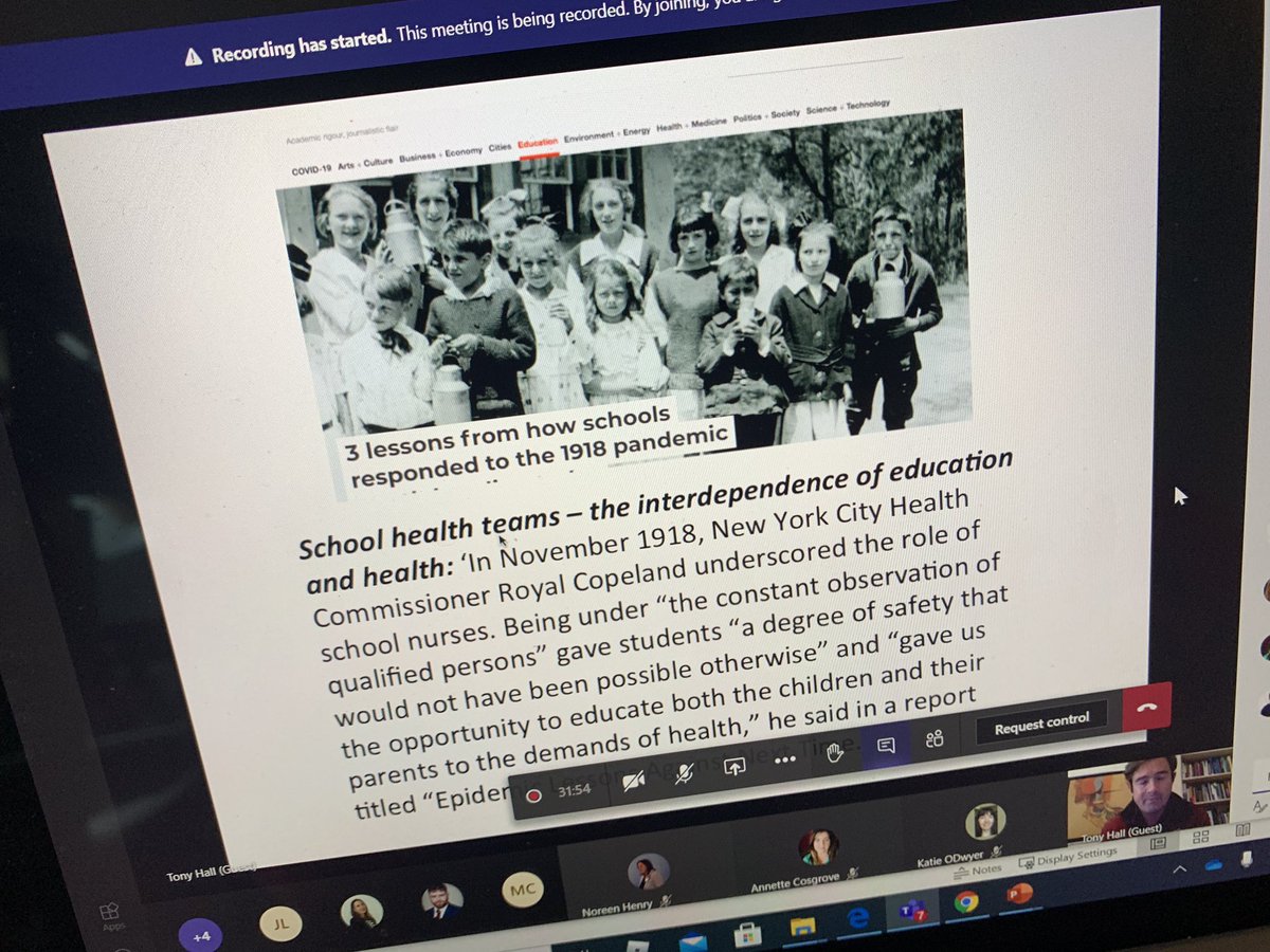 carinaginty's tweet image. Really enjoyed guest lecture with Dr Tony Hall @edtechne on our postgrad Cert. in #digitalteachingandlearning today. Taking us all on a journey from the 1918 pandemic and 100 years later - managing education with #covid. Thanks Tony 👍