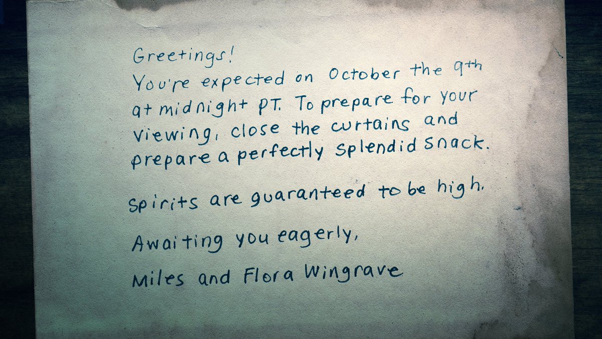 Tonight at midnight PT, join us for a #BlyManorWatchParty of Episode 1, "The Great Good Place." According to Miles and Flora Wingrave, spirits are guaranteed to be high.