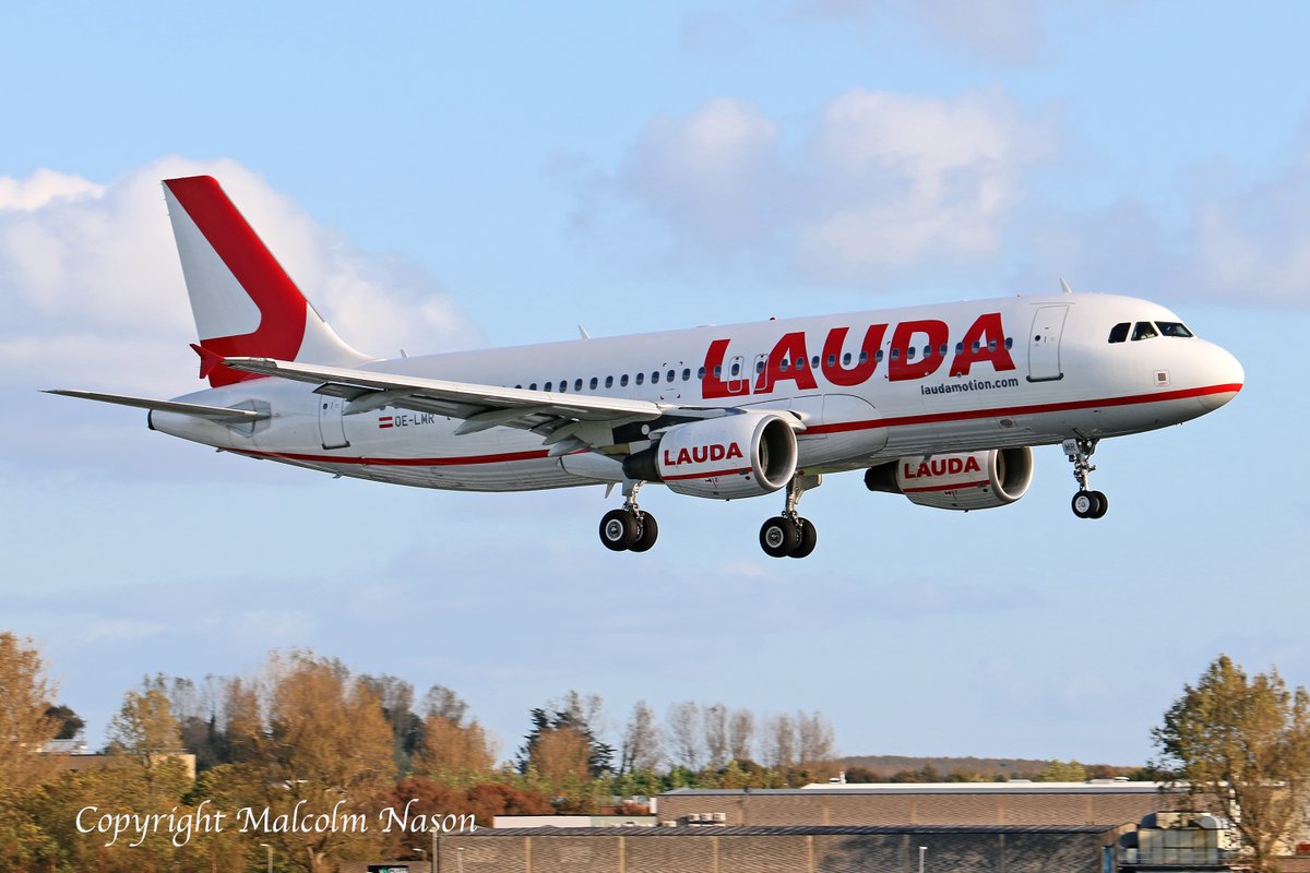 A320-214 OE-LMR ex @airasia 9M-AFB was ferried Kuala Lumpur-Mumbai-Hurghada arriving @ShannonAirport this afternoon in full @Laudamotion1 colours. #airlinenews #AirbusA320 #aircraftdelivery #aviation #avgeek