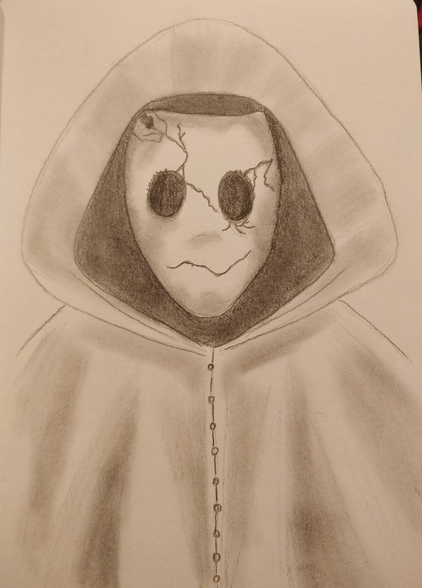 Day 8 - Floating Mask - what looks like a cloaked figure is actually just a floating mask, shrouded in silks. Who knows what secrets they may hold? #drawtober  #drawtober2020  #monster  #spooky  #scary  #dnd  #pathfinder  #ttrpg  #tabletop
