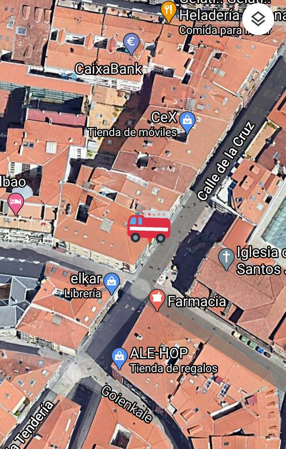 A.D.C.Bomberos Bilbao en Twitter: "Intervención para revisión de fachada por caída de cristales. C/ de la Cruz. Movilizada AEA del Parque de #Miribilla #suhiltzaileak #Bilbao #bomberos 🚨🚒 https://t.co/GHWje0vKFe" / Twitter