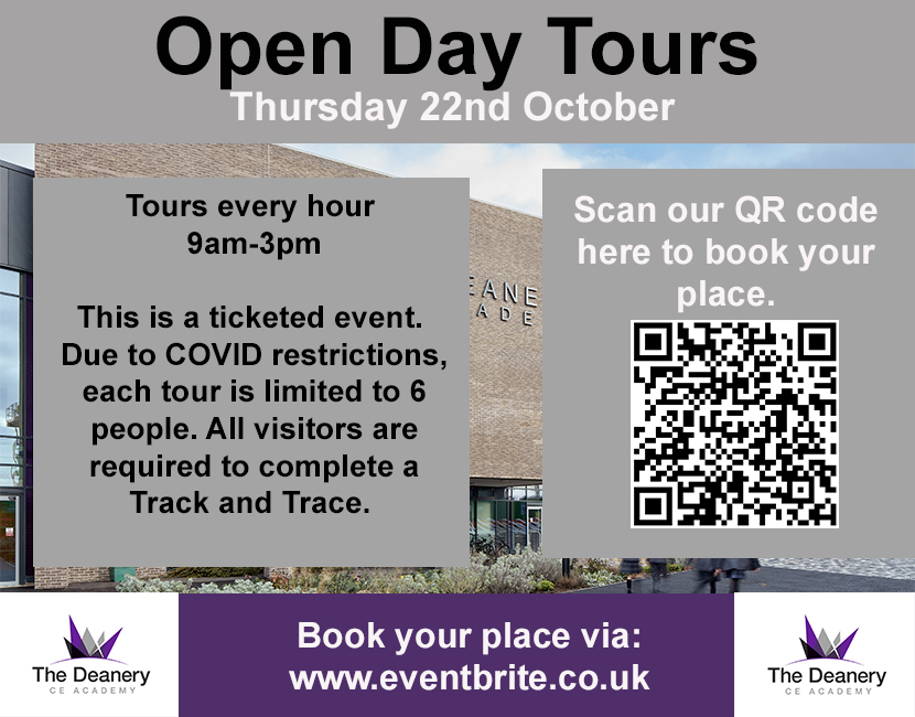 Open Day Tours 2020

We are running a limited number of tours on Thursday 22nd October, for prospective year 6 students. 

To book your place, please visit eventbrite.co.uk/e/year-6-open-…