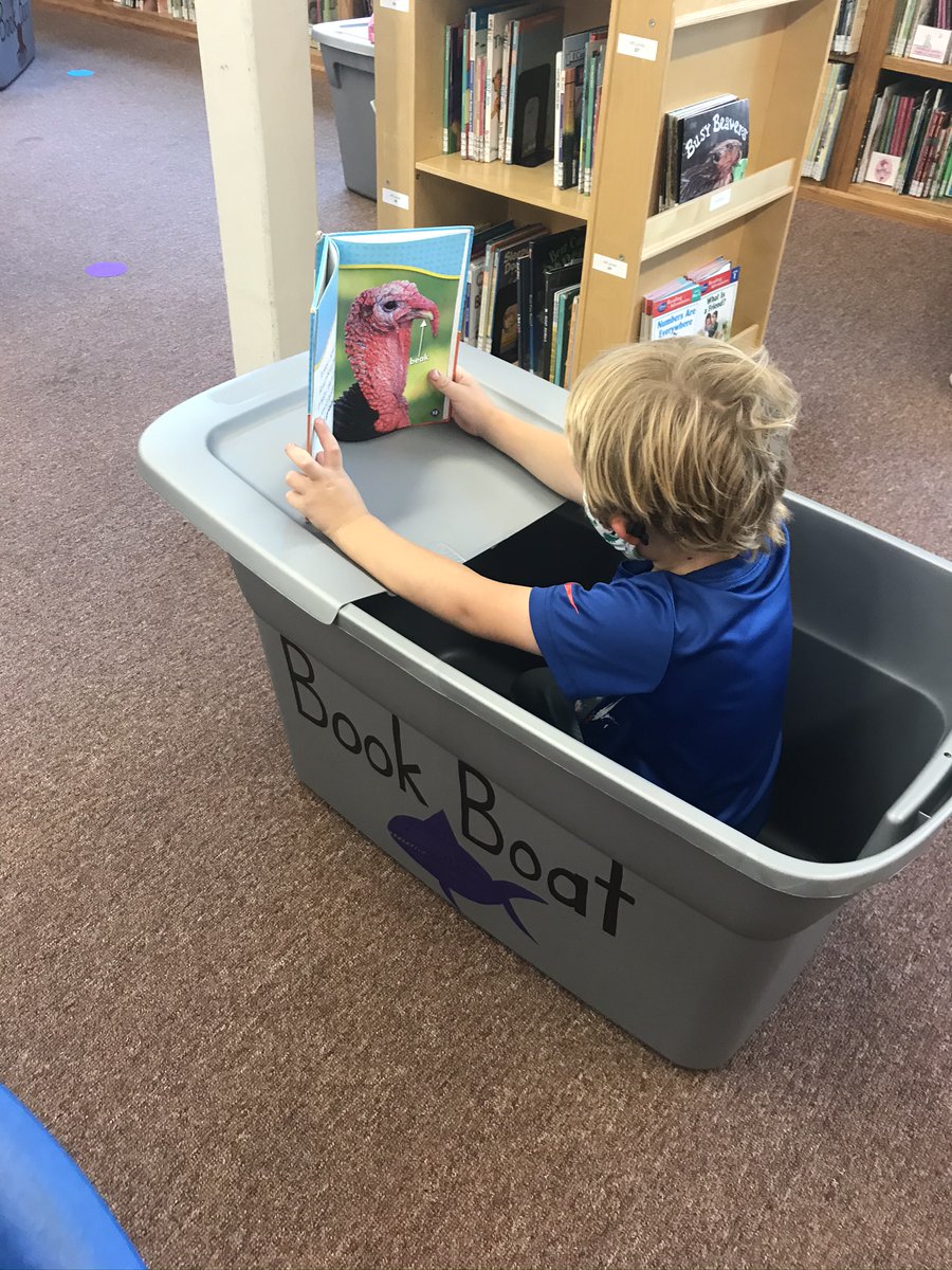westylibrary's tweet photo. Distancing + Reading = Book Boats @WestyElemSchool https://t.co/7TXiuixGzU