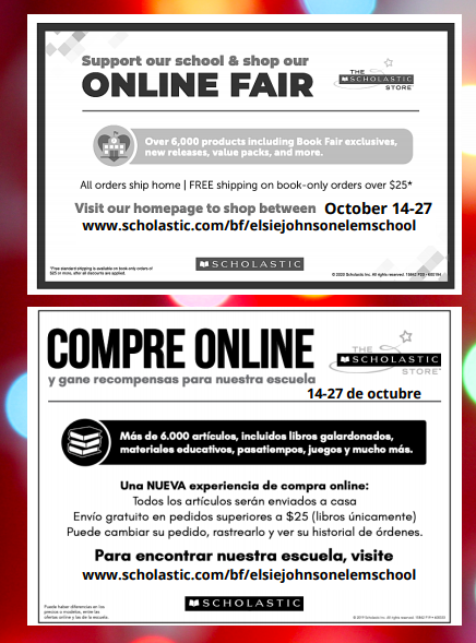 Our Online Scholastic Book Fair is almost here! Check out all of the great books offered at our online fair starting next week between October 14-27! Look for the digital flyer on the 13th! <a href="/EJPrincipalD93/">Korrie McCarry</a> <a href="/CCSD93/">CCSD93</a> <a href="/ECJSchool/">Elsie Johnson School</a> <a href="/Scholastic/">Scholastic</a> 
scholastic.com/bf/elsiejohnso…
