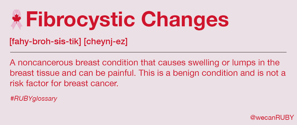 wecanruby's tweet image. I don&apos;t know about you, Rubies, but some breast conditions were never mentioned to us way back in sex-ed. Today we&apos;re defining fibrocystic changes. #ABCsofBCA #wecanRUBY #RUBYglossary