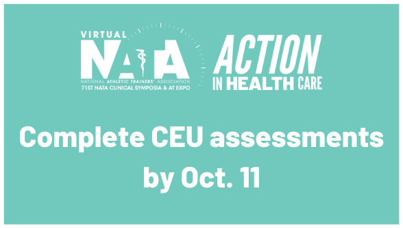auksatc's tweet image. The #VNATA2020 on-demand content will only be available for a few more days. Don't forget that CEU assessments must be completed by Oct. 11 to receive credit for sessions viewed. convention.nata.org
