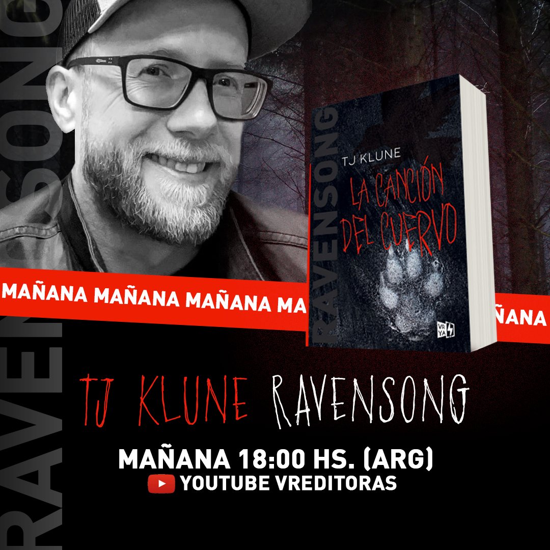 vreditorasya's tweet photo. MAÑANA tendremos el encuentro con TJ Klune. Nos vemos tod@ a las 18:00hs (Hora Argentina), a través el canal de YouTube de VR Editoras. ⚡️ ⚡️ ⚡️#WolfSong #Ravensong #VRYA #New #Novedad #Lanzamiento #Octubre #2020 #Libro #Book #Historia #Presentación #Lanzamiento https://t.co/imraAxML4F