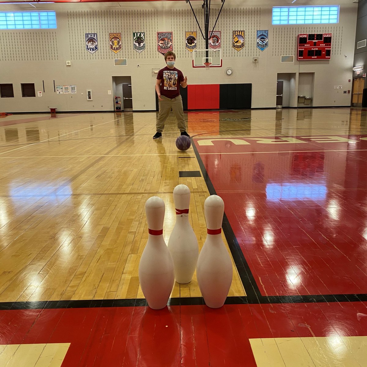 PeruParkside's tweet photo. Mrs. K's Life Skills PE class practiced their bowling skills this week!   #peruraiderpride https://t.co/kdmpJvJlTO