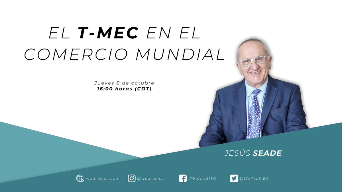 El T-Mec en el Comercio Mundial con Jesús Seade 

16:00 horas (CDT) 

Sigue la transmisión en vivo a través de YouTube Live en: youtu.be/9_GmZWw0Suc
