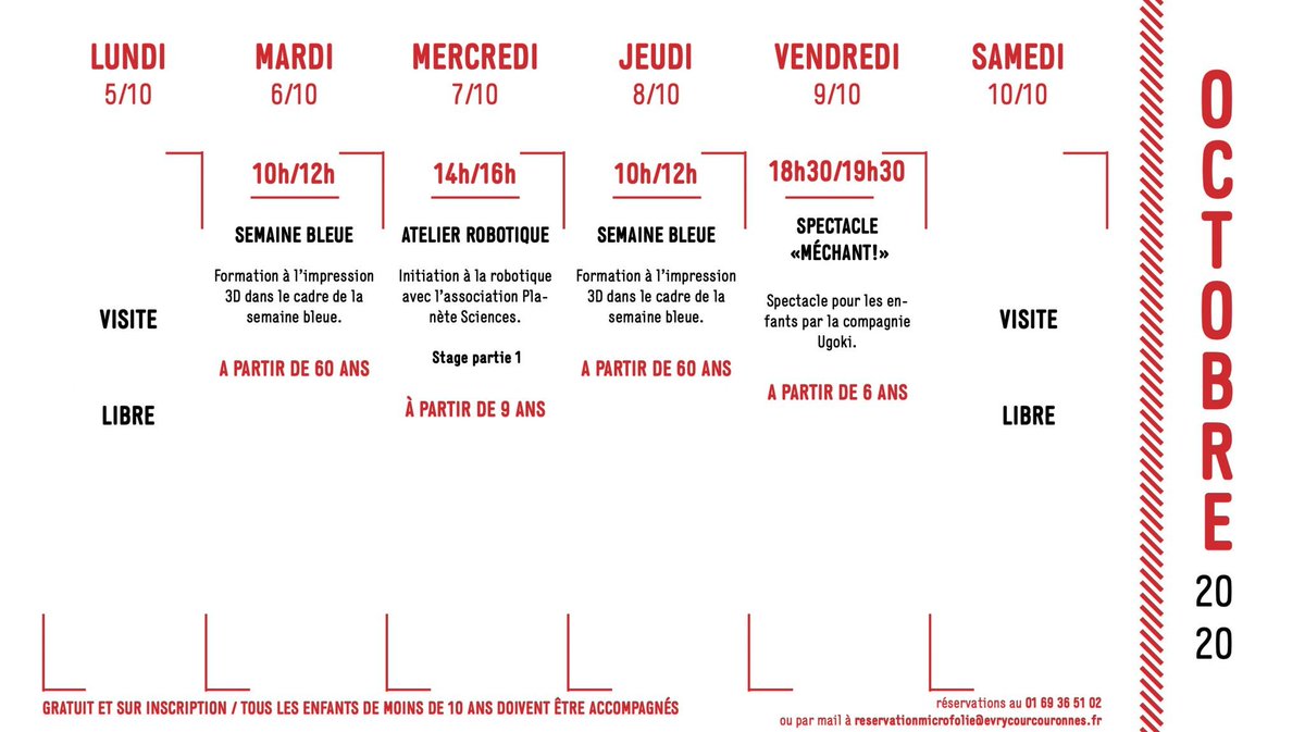 Prefigurations's tweet image. Toute la programmation du mois d’octobre à la @MicroFolie d'@VilledEvryCourc 
Formation à l'imprimante 3D,  Atelier robotique, spectacle jeunesse, conférences #jeuxvideo, tournoi de Mario Kart ...
evrycourcouronnes.fr/evry/micro-fol… 
#FabLab #3dprint