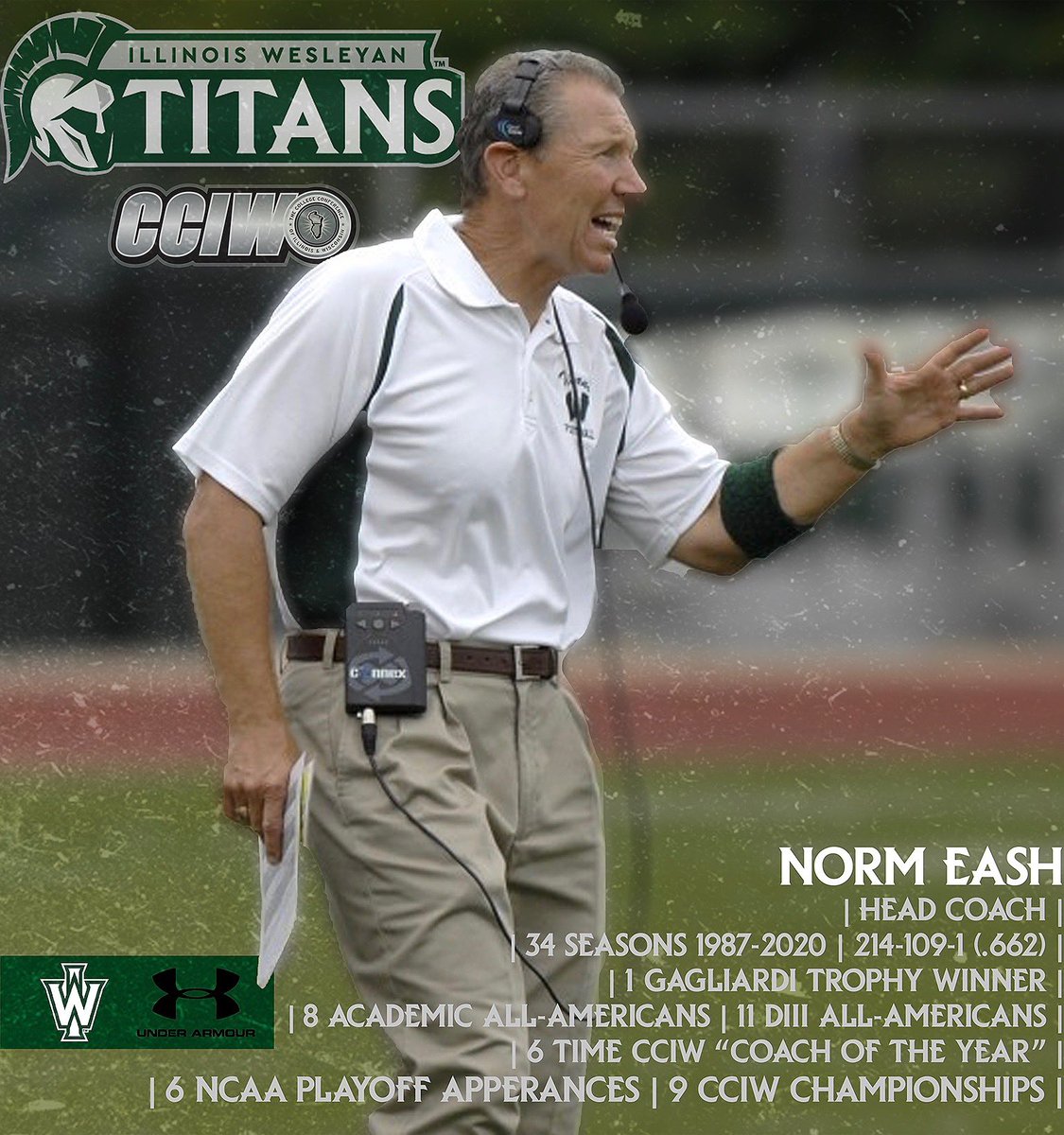 IWUTitanFball's tweet photo. Talk about tradition! The winningest and longest tenured football coach in CCIW and Illinois Wesleyan history. 34 years Coach Eash has been at the helm of our program, take a look at some of the highlights of his career!
#TraditionThursday | #TGOE https://t.co/cJdAN8Dm65