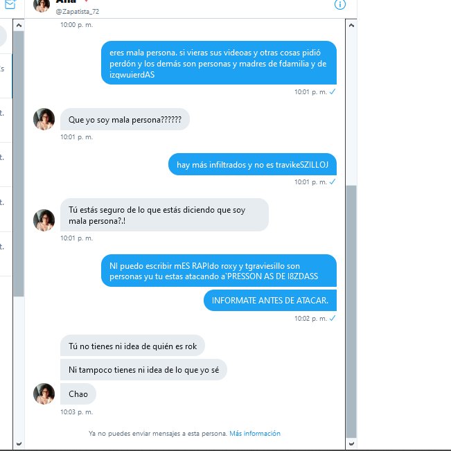 voyaponeruno's tweet photo. LE he DIcho que ES mala persona por atacar sin INFORMARSER Y ME HA respondido como una diva.
igual QUE LA repu NO ESCUCHAN solo quieren seguIDORES A loa que dicen HOLA cielo. @Zapatista_72 es mala persona. https://t.co/SEvCf4bdZL