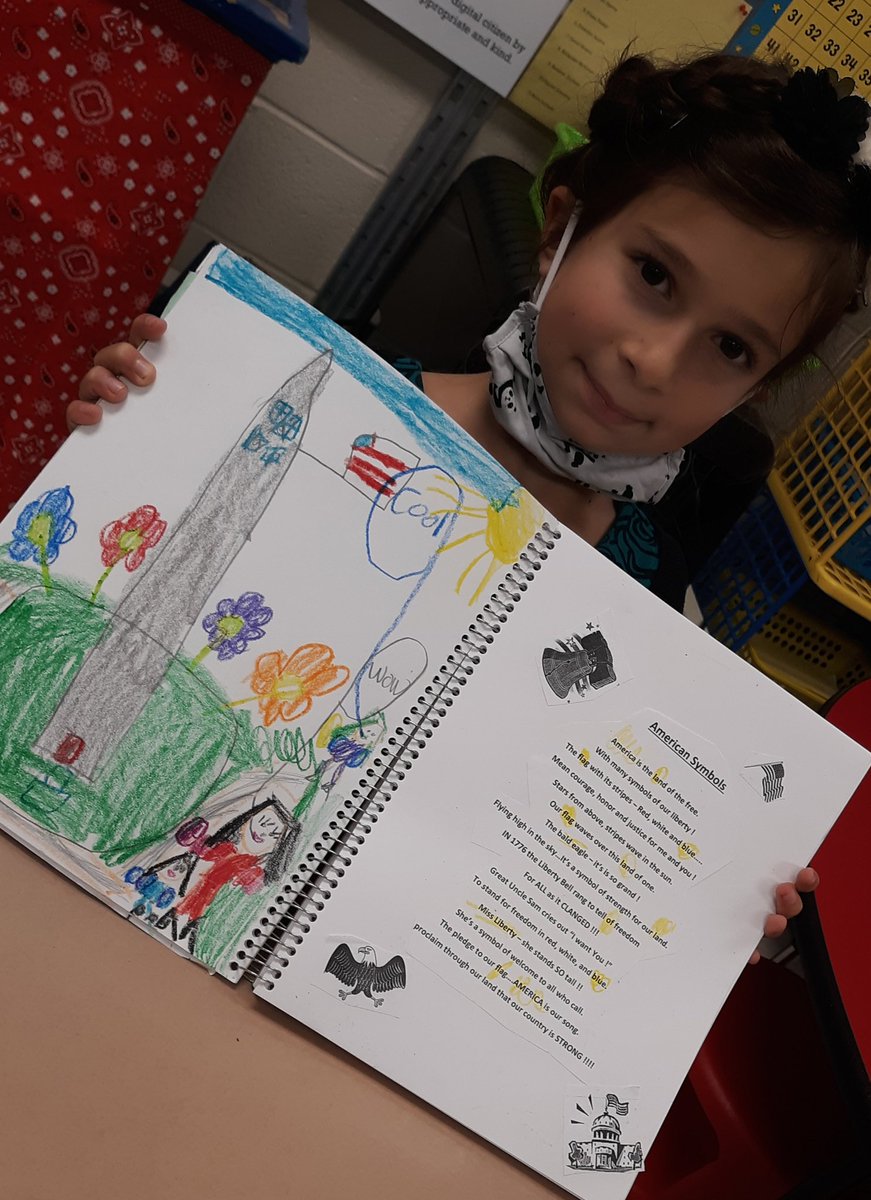 LynnCetta's tweet photo. 🗽🇺🇸 ~ So...we've been studying American symbols in Room #218 @GenevaNSS...AND check out these AMAZING illustrations that went with our poem!! #socialstudies #msv281 #NSSrising #secondgrade #missliberty🗽 #redwhiteandblue🇺🇸 #proudteacher https://t.co/JosXSr3gJt