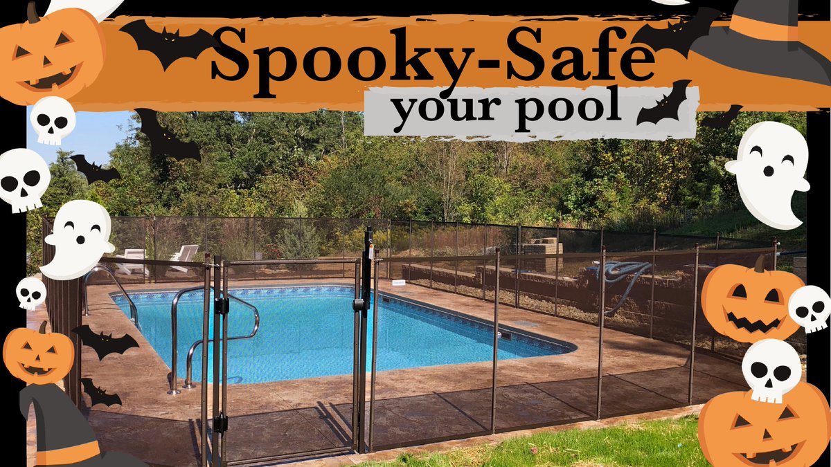 Introducing the 👻 “Spooky-Safe Series” 🎃 The Protect-A-Child pool fence is easily removable for those upcoming holiday parties and strong enough to keep kids out of the pool! 🧡 #spookyseason #safehalloween #watersafety #partysafe #poolfence #poolsafety #spookysafeseries