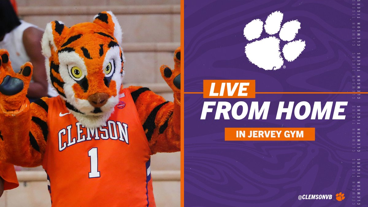 ClemsonVB's tweet photo. ☝️ Want a chance to be on our videoboard during tonight's match? Tune in live from home at the end of set #2 using the link below! 

👉 https://t.co/UXIlmEgKUE

#ClemsonVB🏐 https://t.co/bSDpYG2HCi