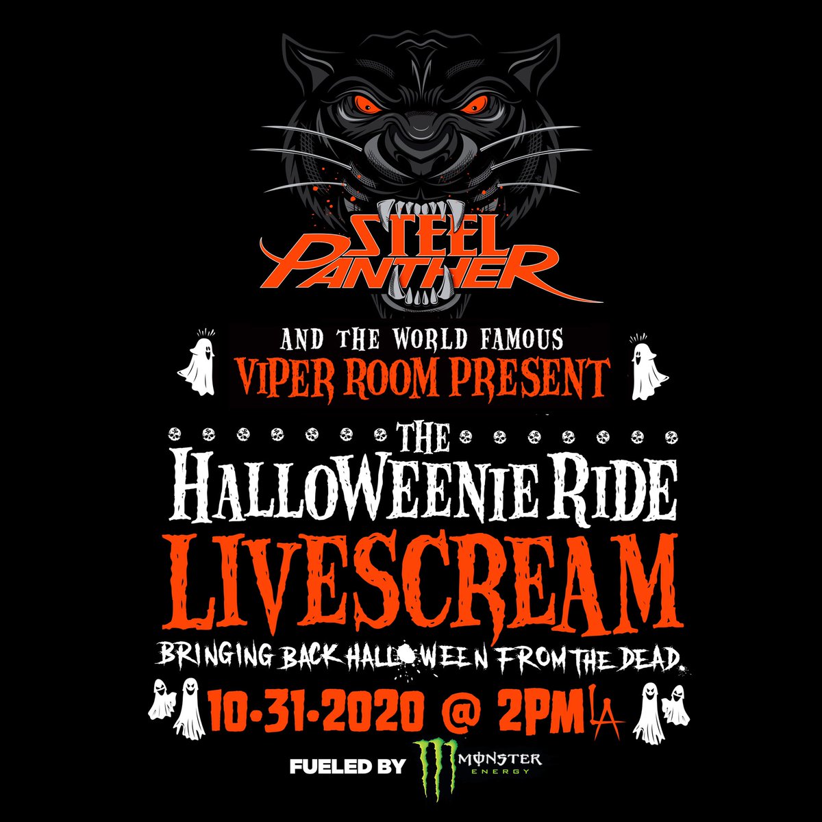 The Viper Room and Steel Panther Present The Halloweenie Ride Livescream 10.31.20 Ticket link: bit.ly/HalloweenieRide #steelpanther #halloween #viperroom #sunsetstrip
