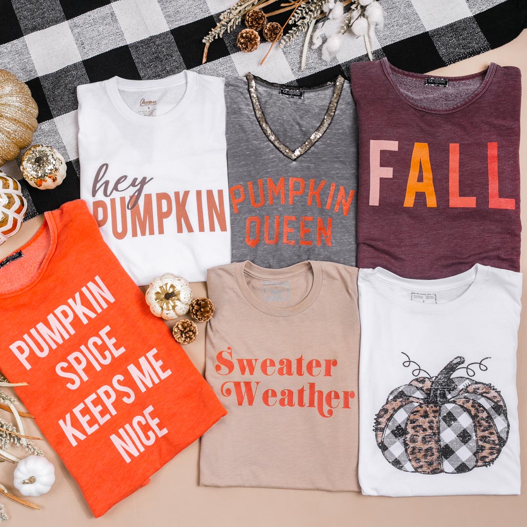 shopthesoho's tweet photo. Fall graphic tees too cute to pass up! 😍 These are selling fast, so be sure to snag your favorite NOW: https://t.co/1mEuo7RoLf https://t.co/o7nmGXWlpa