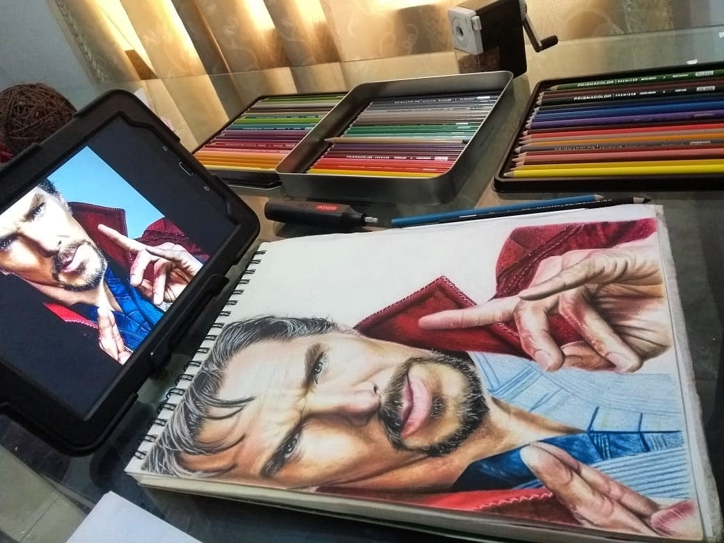 fherlongoria's tweet photo. Doctor Strange proceso dibujo a color #DoctorStrange https://t.co/SuyrOkmNZC