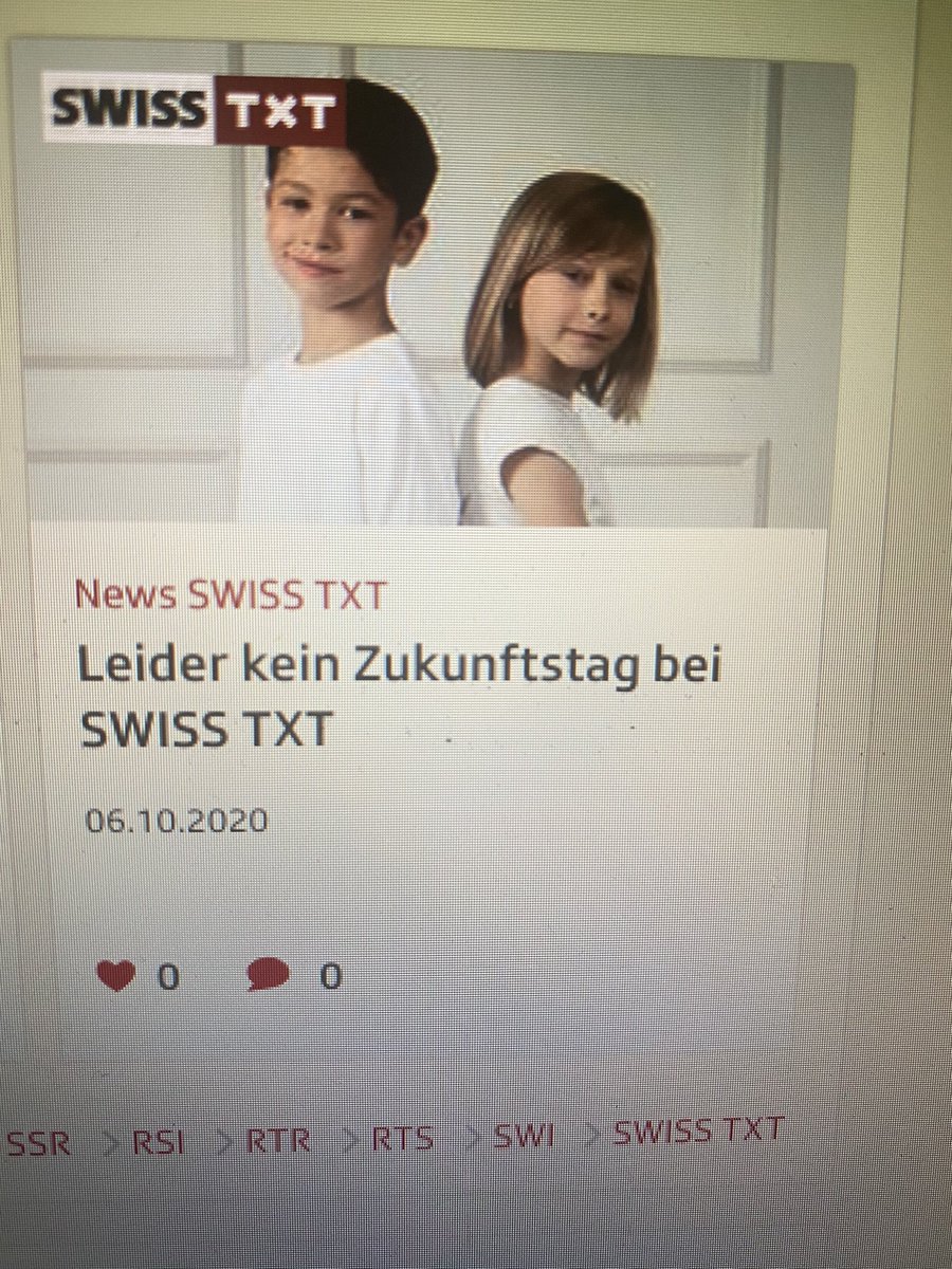 Kein Zukunftstag! Dabei gehört doch dem Teletext die Zukunft! 😢
#teletext #future #zukunftstag