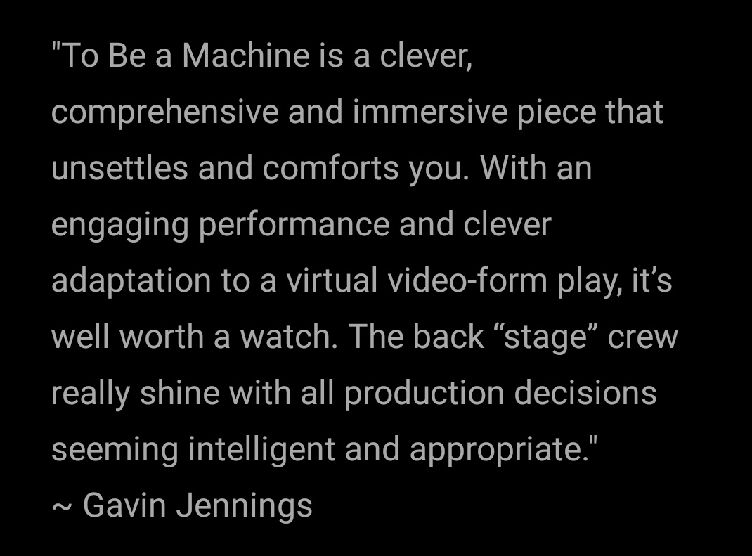 bettyann_norton's tweet photo. Our student Gavin Jennings, (16 years old), was an audience member for #ToBeAMachine and had this to say...

@Dead_Centre @DubTheatreFest 
#irishtheatre #dublintheatrefestival #SaveTheArts #WeMakeEvents #YoungCritics #theatred #TheatreTraining #nextgeneration https://t.co/6cBZyTNyKU