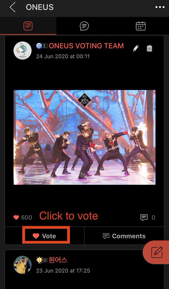 1. Click my Idol, click on body of ONEUS strip2. In ONEUS forum find OVT’s post, click  to vote3. Always vote in multiples of 100 for efficiency (until end of day before 11:30pm kst, when you should use up the rest of your Daily )4. ONEUS gets , you get 10%, we get 10%!