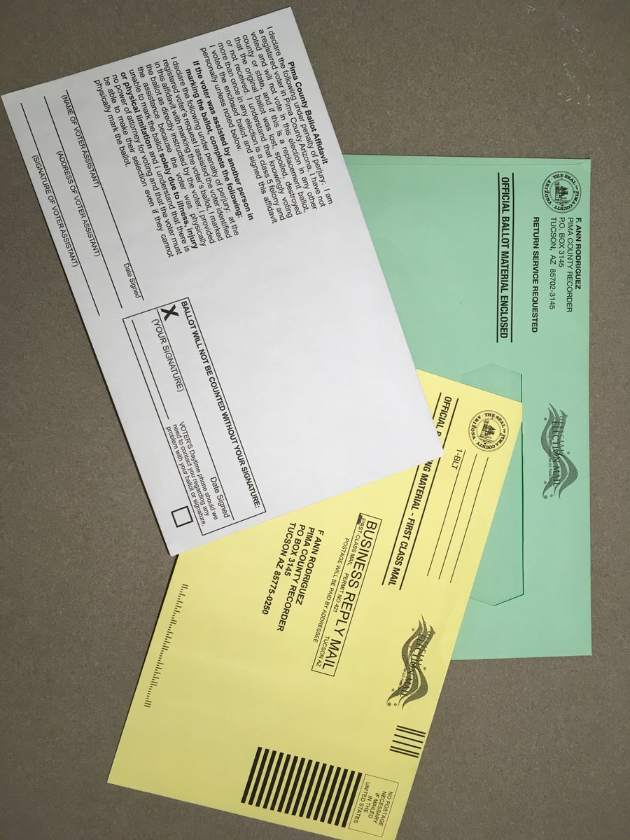 Are you ready to vote? 2 people received their ballots by mail today, voted their ballots, and turned them in to our Early Voting Site at 6550 S. Country Club.   #VoteEarly #FirstWeekVoter
Early Voting info: pima.gov/VoteSafe