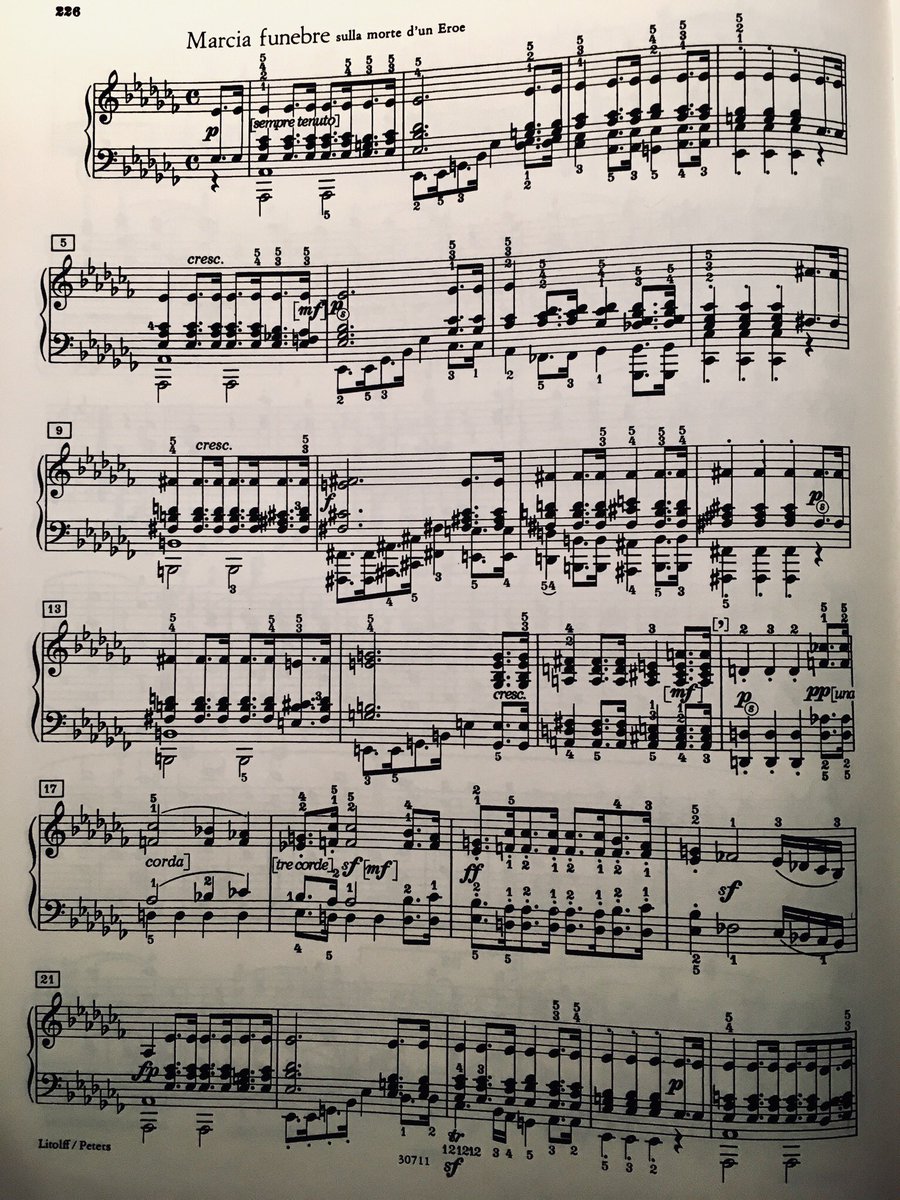 It is interesting to note that this variations movement in the Beethoven sonata seems, in its third variation, to foreshadow the “Marcia Funebre” third movement.44/50