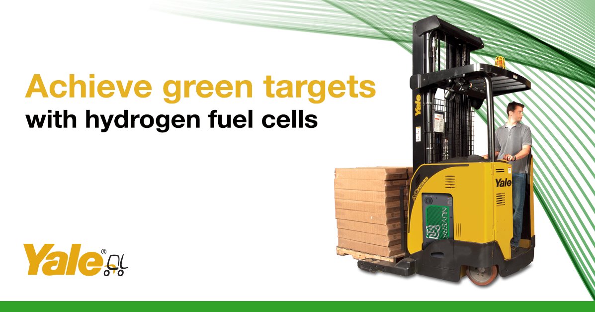YaleLiftTrucks's tweet image. Yale #lifttrucks powered by hydrogen fuel cells generate zero harmful emissions 🌎

This National Hydrogen &amp;amp; Fuel Cell Day, we thank our customers making strides on environmental commitments by adopting hydrogen. Learn more: buff.ly/34bldOr 
#FuelCellsNow #HydrogenNow
