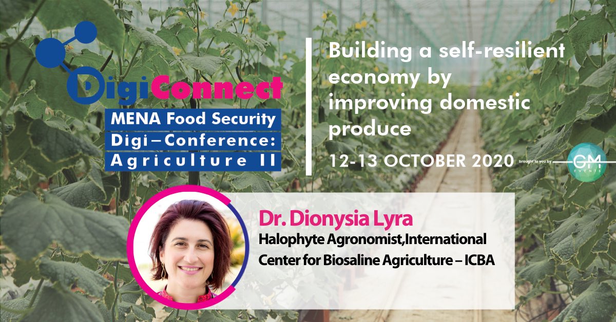 ICBAAgriculture's tweet photo. Join our Halophyte Agronomist, Dionysia Angeliki Lyra, at the #MENAFoodSecurity: Agriculture II Digi-Conference. 
Topic: Saline agriculture and value chain: a feasible reality in salt-affected areas
🗓13 Oct, 2020
🕥1030h (UAE time)
🔗Register here: https://t.co/PZCZj80fWg https://t.co/Z8RcXPdnvf