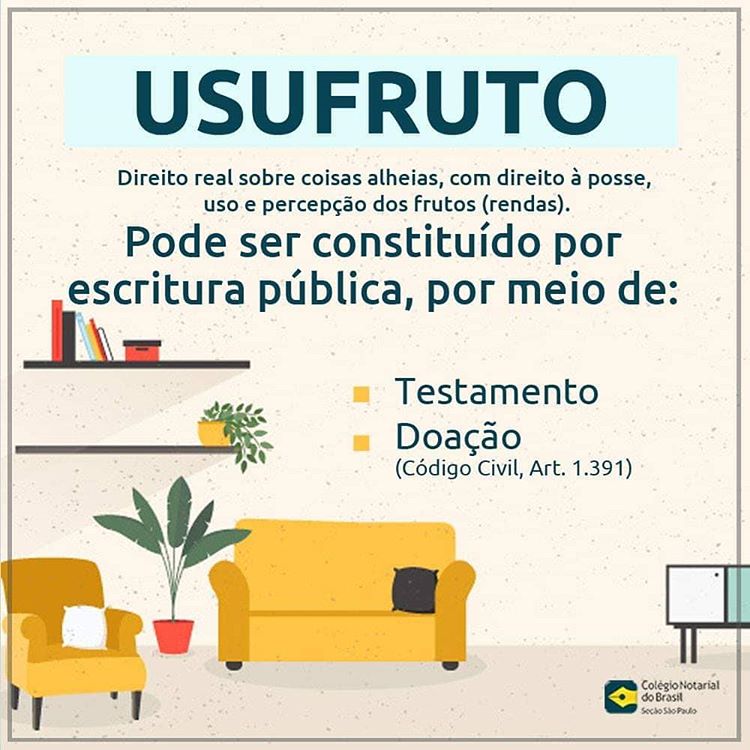 CNBSP_oficial's tweet photo. #CNBEXPLICA
Usufruto é o direito real sobre coisas alheias, com direito à posse, uso e percepção dos frutos (rendas). Ele pode ser constituído por escritura pública, por meio de testamento e doação.
Saiba mais sobre a atividade notarial:
https://t.co/i6lI0Mx3xb https://t.co/Wv1FHYsjos