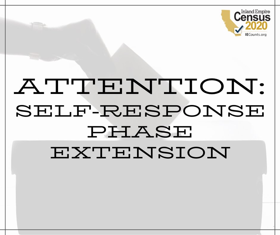 As a result of court orders, the October 5, 2020 target date is not operative, and data collection operations will continue through October 31, 2020. You still have time! Fill out your form today at my2020census.gov. #IECounts #2020Census #CountMeIn