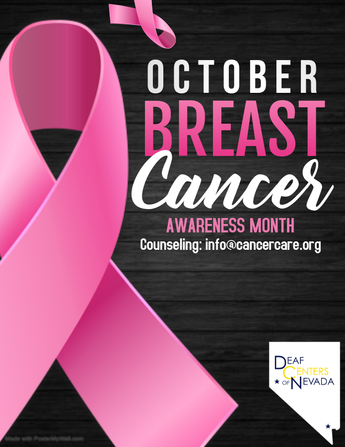 DCNVORG's tweet photo. October is Breast Cancer Awareness Month ! 
Deaf Centers of Nevada would like to recognize all individuals who have been impacted by Breast Cancer. 
See resources on the flyer below ! 
#BreastCancerAwarenessMonth https://t.co/OHrjNodNVL