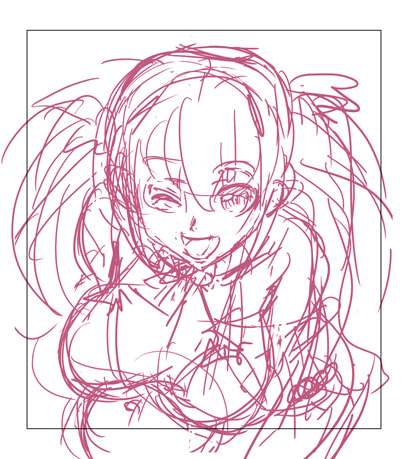 #このタグを見た人はラフ画とその完成絵を見せる

某ショップマスコットキャラの色紙
ラフ～下絵はデジタルで描いてコンビニで印刷してカーボン紙等で色紙にトレスしてから色鉛筆で塗り～
塗ってる途中で1～2回フィキサチーフスプレーして塗面を固定したりしてます 