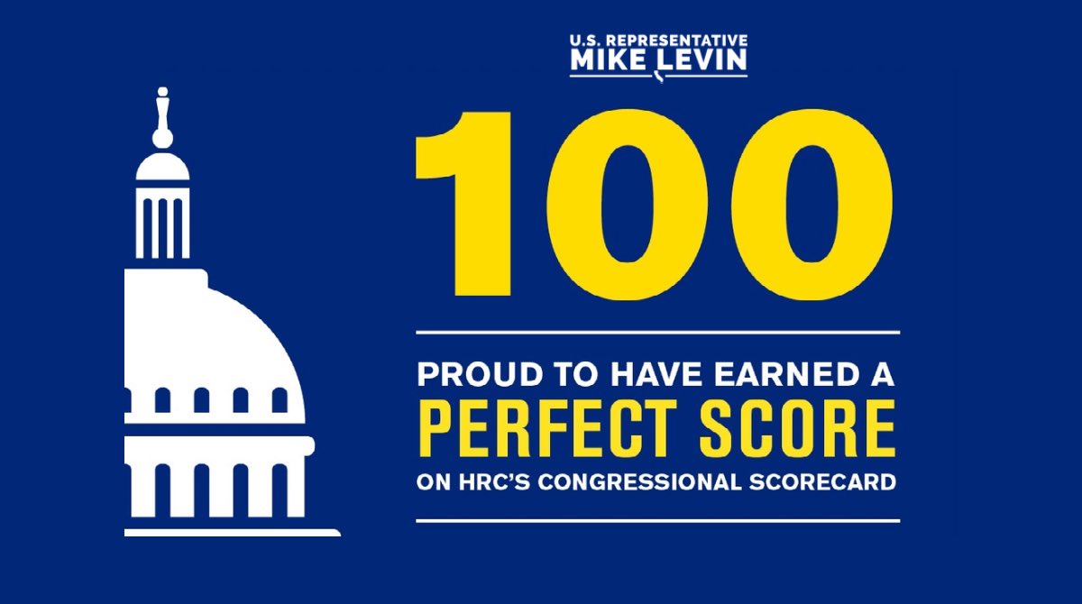 I am honored to earn a perfect score on @HRC’s 116th Congressional Scorecard. I will always fight for LGBTQ+ rights and equality in #CA49 and across America. 🏳️‍🌈