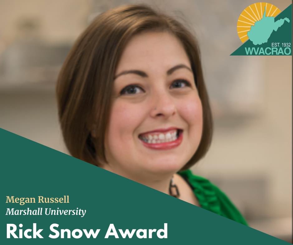 Megan Russell, Director of Recruitment and Development at Marshall University School of Pharmacy, is your 2020-2021 WVACRAO President.