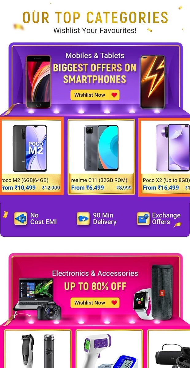 •POCO M2 - ₹500 Off. on 6+64GB varient.•POCO X2 - ₹1,000 Off. on 6+64 GB varient.Not sure if it's the same discount or more/less off. for the higher end varients. #POCO  #POCOM2  #POCOX2
