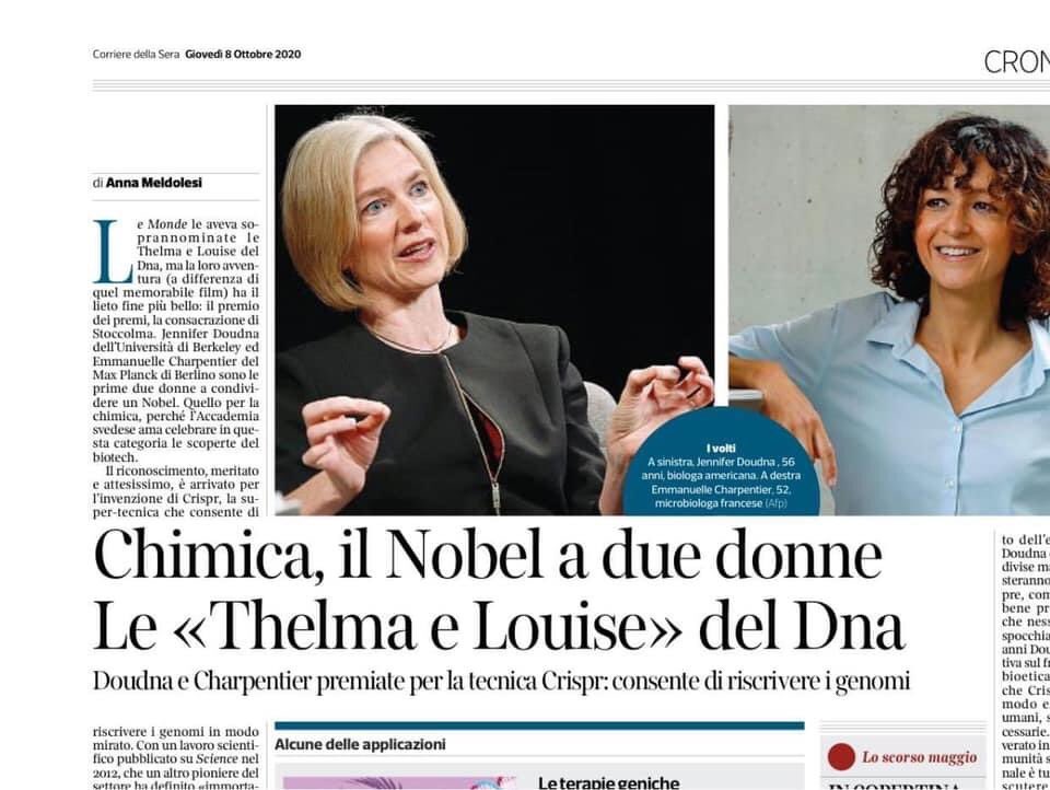 Due scienziate #premiNobel sono Thelma & Louise. Ok, allora due scienziati premi Nobel sono? Han & Chewie? Stanlio & Ollio? Batman & Robin? E due titolisti cosa sono? Scemo & più scemo?