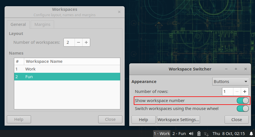 XfceNation's tweet photo. Coming in #Xfce 4.16: You can now append the workspace number before its name in the switcher panel plugin. Thanks Simon Steinbeiß (@simonsteinbeiss). #XfceBugFix #XfceUX #XfceDevelopment #Xfce416
https://t.co/EbzOuxILn0
You too can #ContributeToXfce https://t.co/pw71Yw2slf https://t.co/UhQdILjQyR
